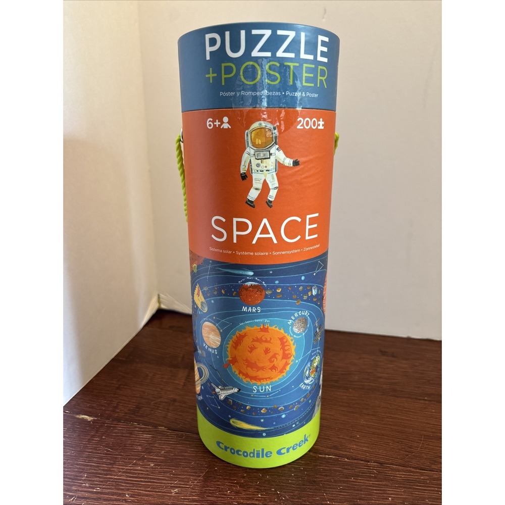 Crocodile Creek SPACE 200 pieces Puzzle & Poster Tube 6+ Learn about Planets!